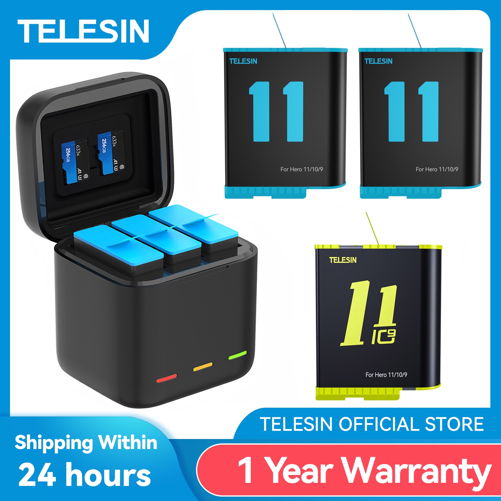 Battery For GoPro Hero 10 11 1750 mAh + 3 Ways Fast Charger Box with TF Card Storage 1 Battery For GoPro Hero 10 11 1750 mAh + 3 Ways Fast Charger Box with TF Card Storage 1