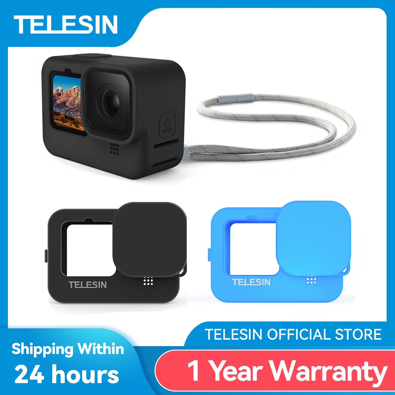 TELESIN Soft Silicone Case For GoPro 9 10 11 12 Lens Cap Blue Black Adjustable Hand Wrist Strap For GoPro Hero Black Accessories 1 TELESIN Soft Silicone Case For GoPro 9 10 11 12 Lens Cap Blue Black Adjustable Hand Wrist Strap For GoPro Hero Black Accessories 1
