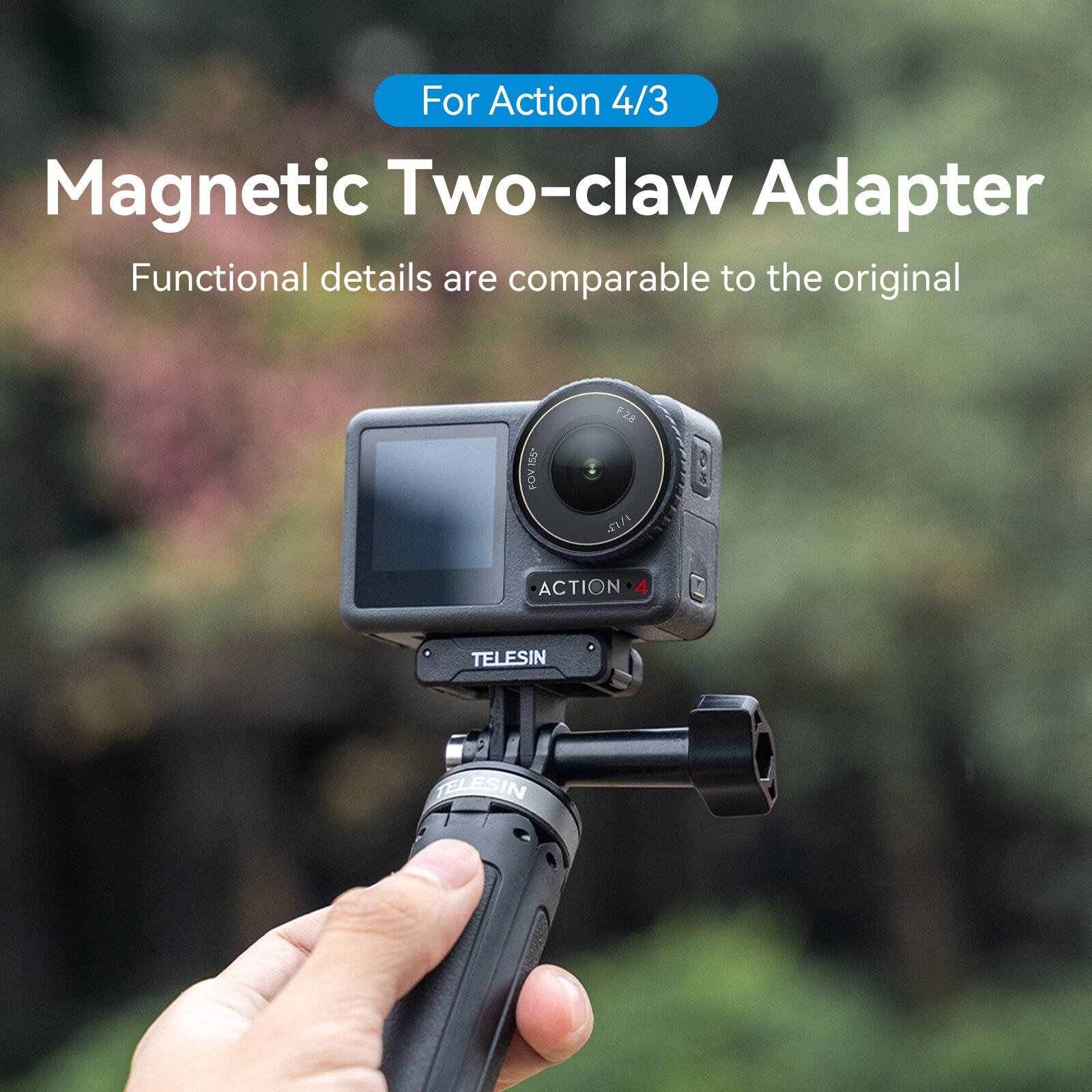 TELESIN Magnetic Two Claw Adapter Action Camera Accessories For DJI OSMO Action 3 4 Adapter 2 TELESIN Magnetic Two Claw Adapter Action Camera Accessories For DJI OSMO Action 3 4 Adapter 2