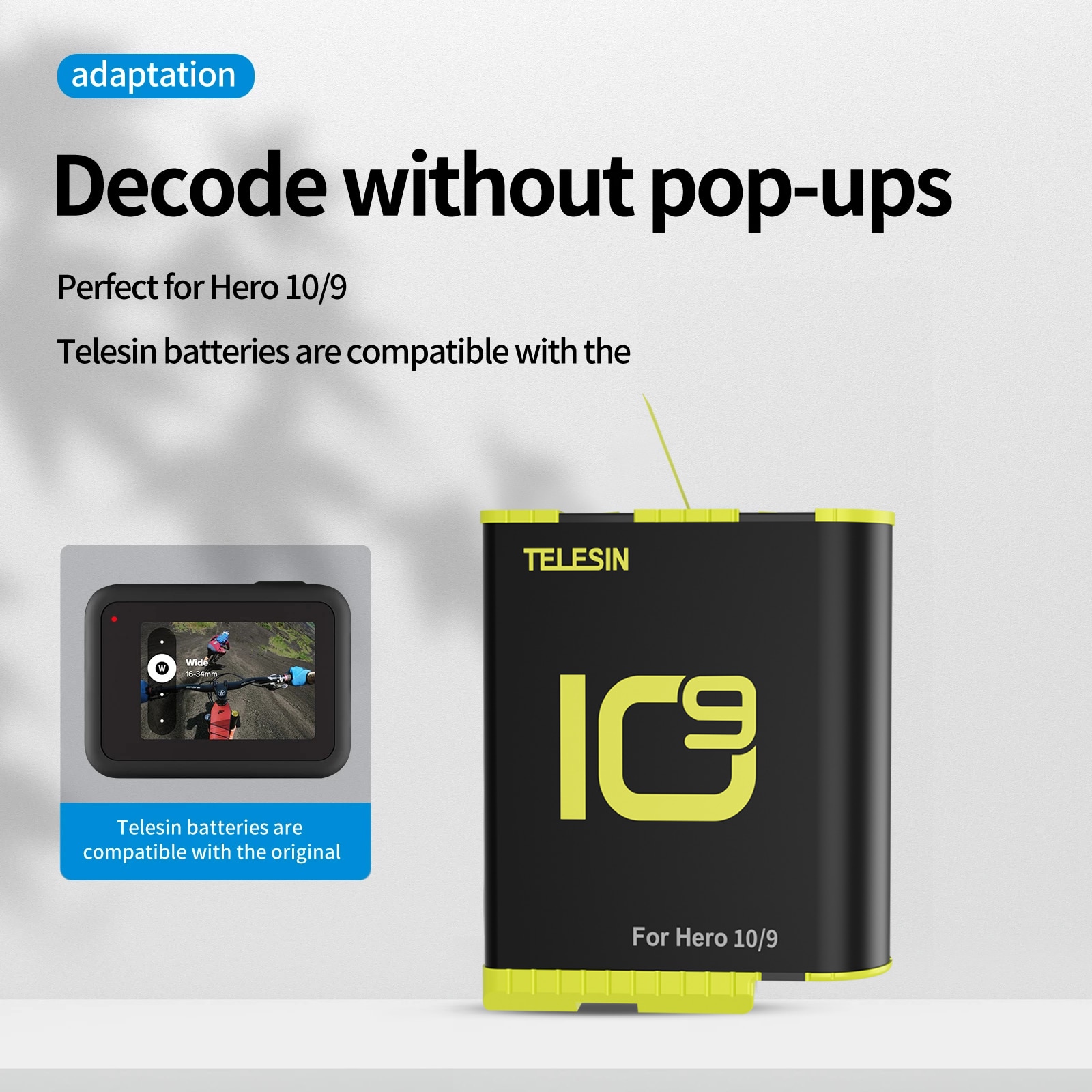 TELESIN Battery for GoPro Hero 10 9 8 7 6 5 3 Ways LED Light Battery Charger TF Card Battery Storage For Hero 5 6 7 8 9 10 Black 6