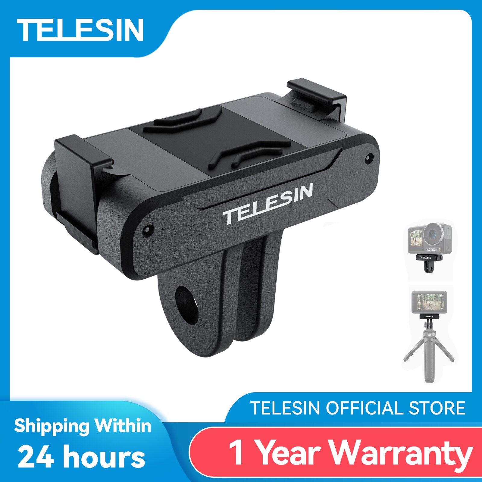 TELESIN Magnetic Two Claw Adapter Action Camera Accessories For DJI OSMO Action 3 4 Adapter 1 TELESIN Magnetic Two Claw Adapter Action Camera Accessories For DJI OSMO Action 3 4 Adapter 1