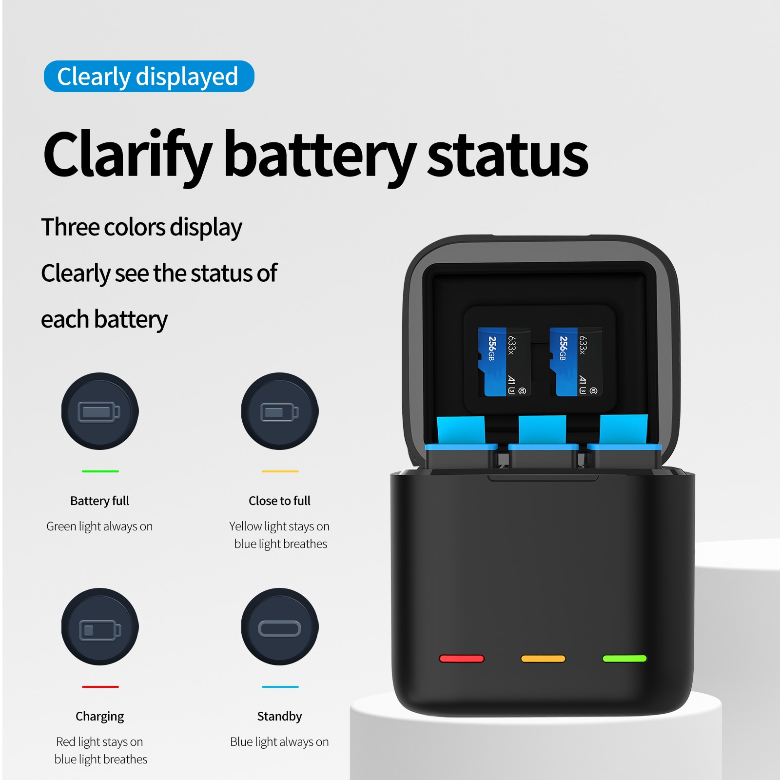 Battery For GoPro Hero 10 11 1750 mAh + 3 Ways Fast Charger Box with TF Card Storage 2 Battery For GoPro Hero 10 11 1750 mAh + 3 Ways Fast Charger Box with TF Card Storage 2