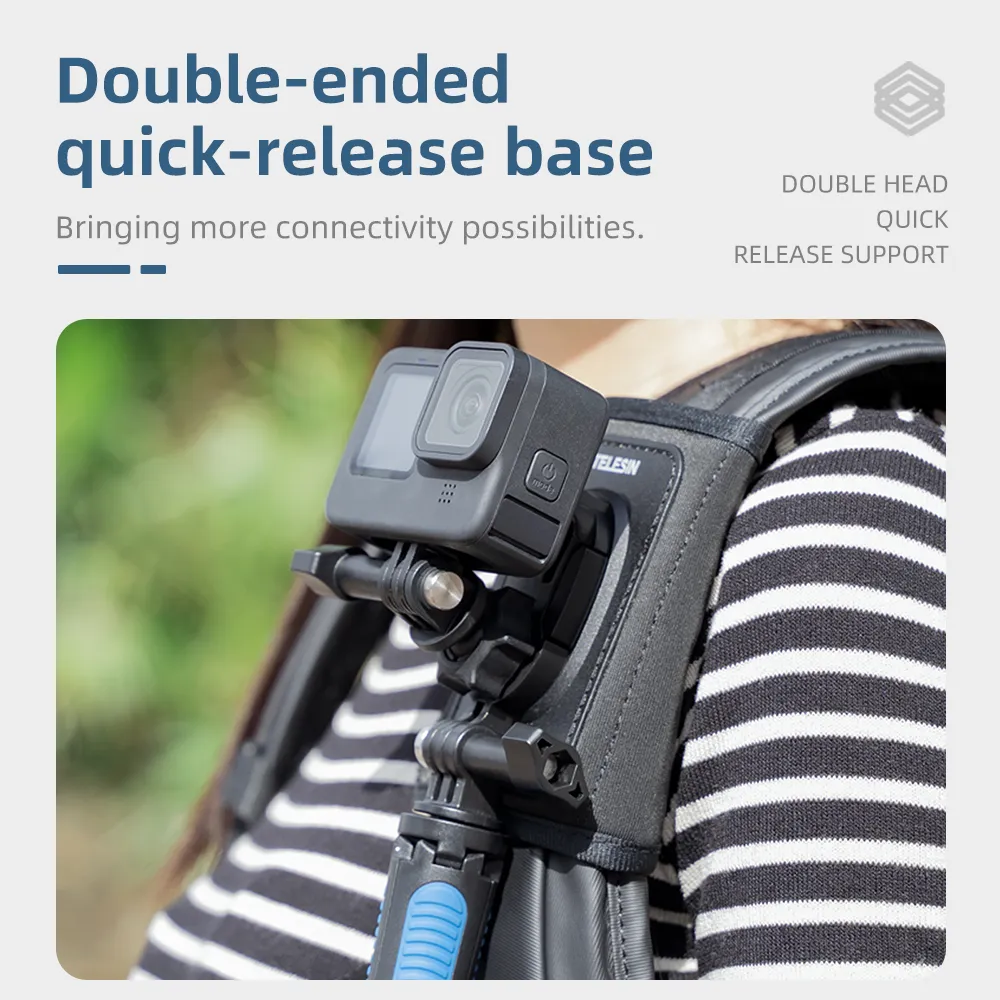 TELESIN 360° Rotation Backpack Strap Mount for GoPro Hero 12 11 10 9 8 7 6 5 4 Insta360 SJCAM EKEN DJI Osmo Action Accessories 2