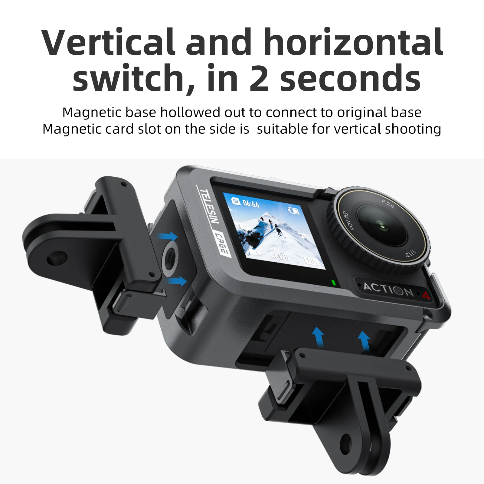 TELESIN Aluminium Alloy Frame Protective Case For DJI OSMO Action 3 4 Shoot Vertically Protective Shell For DJI Action 3 4 4 TELESIN Aluminium Alloy Frame Protective Case For DJI OSMO Action 3 4 Shoot Vertically Protective Shell For DJI Action 3 4 4