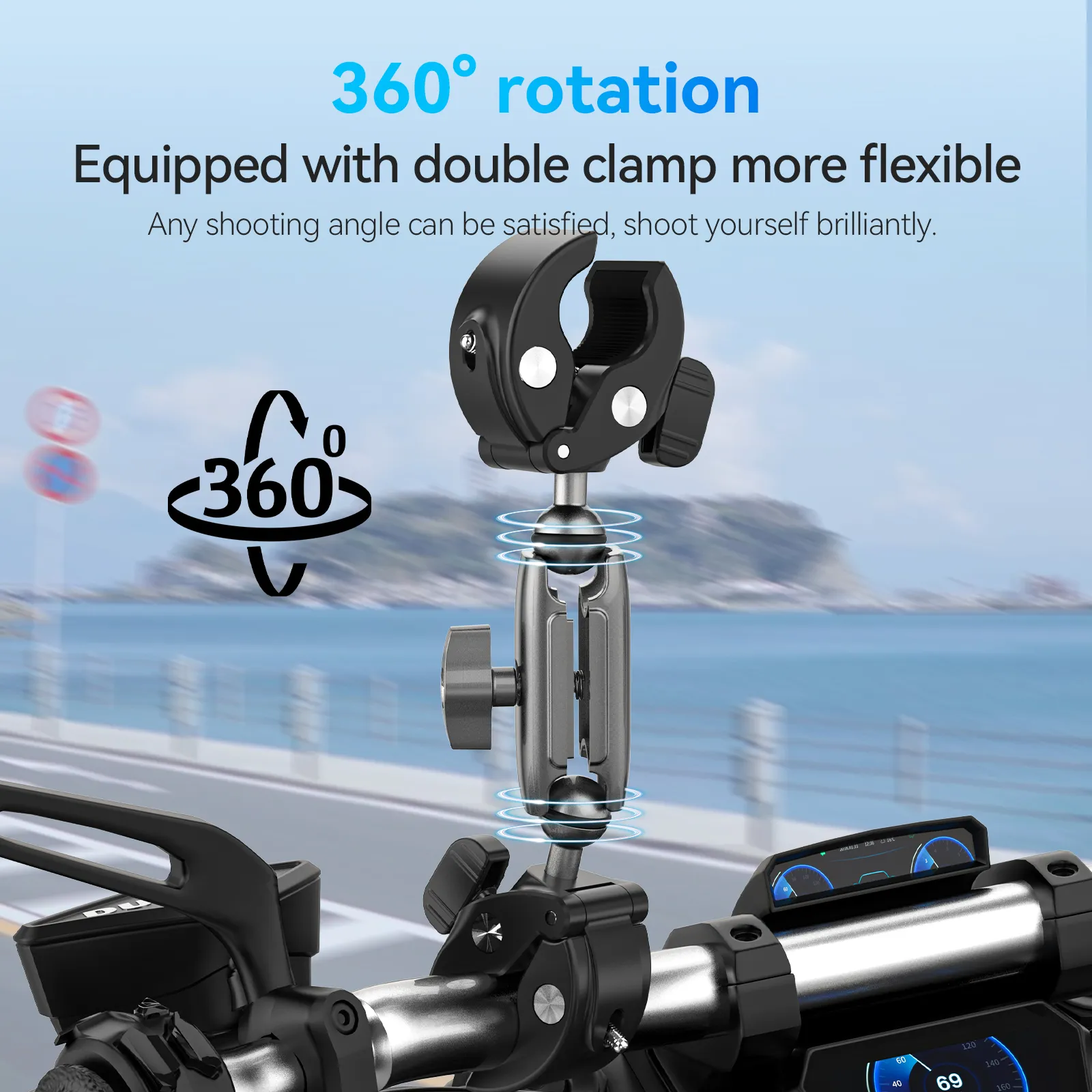 TELESIN Motorcycle Bike Monopod Bicycle Handlebar Panoramic Mount Invisible Selfie Stick Bracket for GoPro Hero DJI Insta360 4 TELESIN Motorcycle Bike Monopod Bicycle Handlebar Panoramic Mount Invisible Selfie Stick Bracket for GoPro Hero DJI Insta360 4