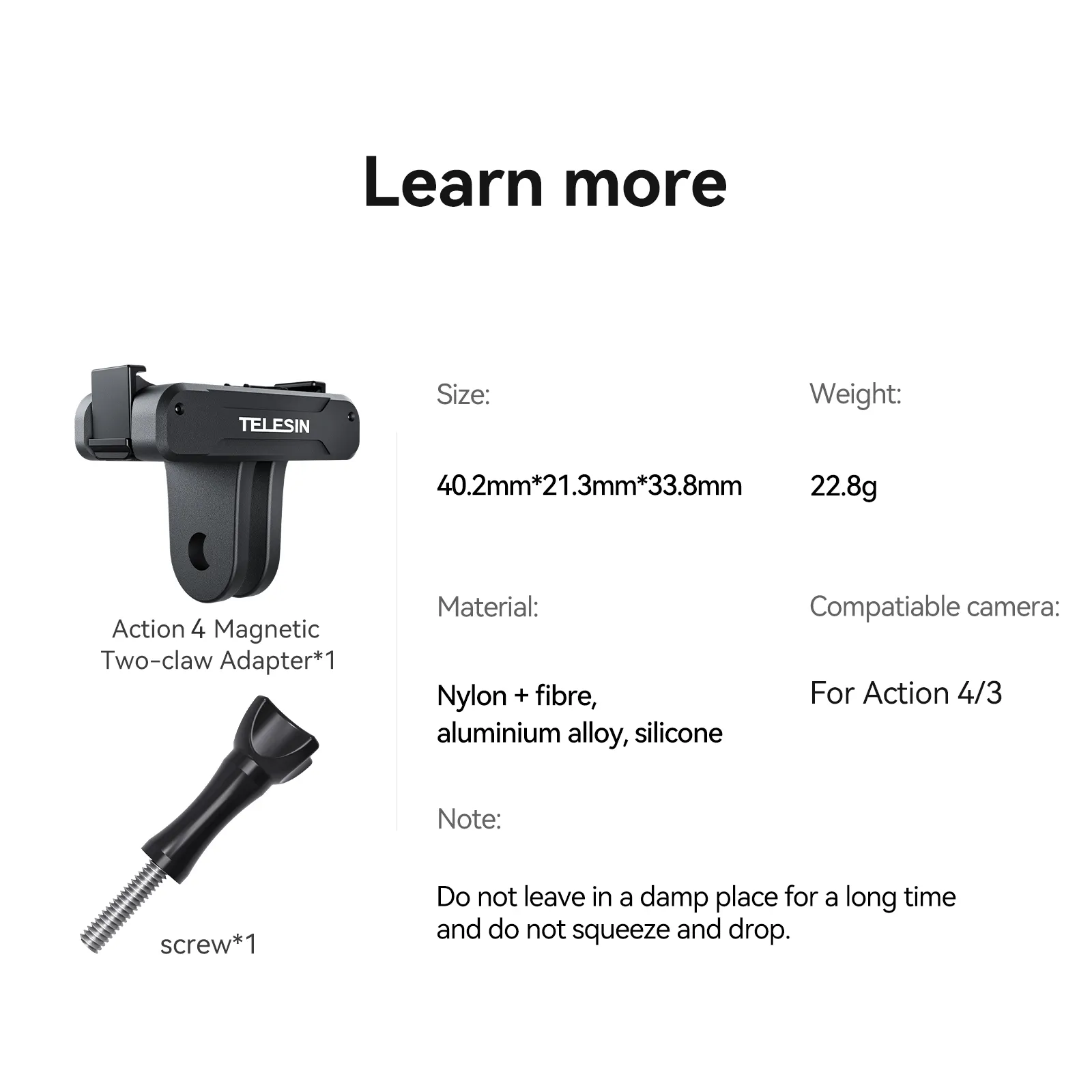TELESIN Magnetic Two Claw Adapter Action Camera Accessories For DJI OSMO Action 3 4 Adapter 6 TELESIN Magnetic Two Claw Adapter Action Camera Accessories For DJI OSMO Action 3 4 Adapter 6