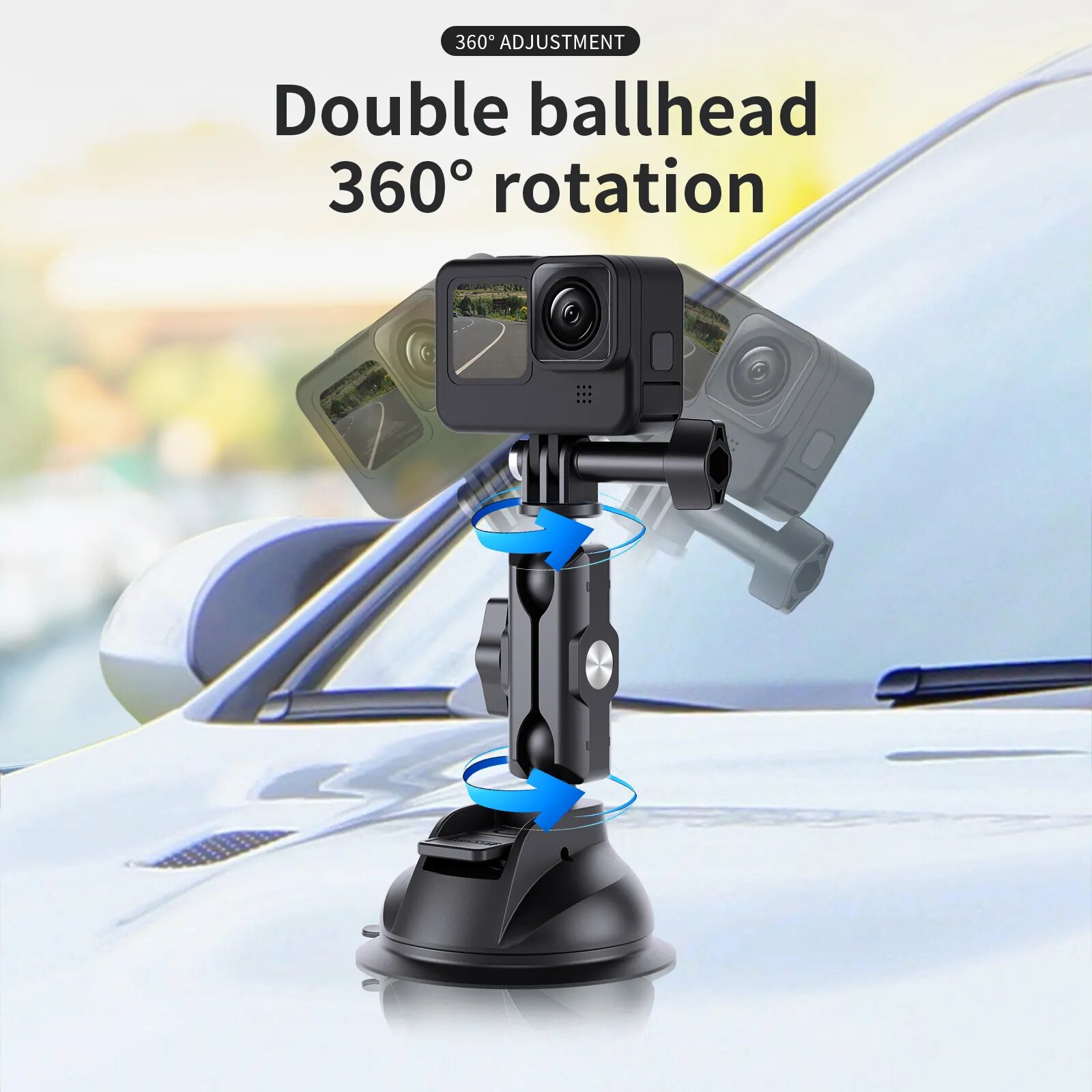 TELESIN Car Phone Action Camera Holder Suction Cup 360 Adjustable 1/4 Standard Adapter For GoPro Insta360 DJI Action Smart Phone 3 TELESIN Car Phone Action Camera Holder Suction Cup 360 Adjustable 1/4 Standard Adapter For GoPro Insta360 DJI Action Smart Phone 3