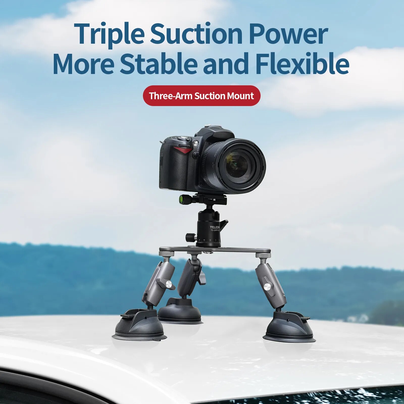 TELESIN Suction Cup Car Tripod Holder Mount 360° Detachable Ball Head For Canon Sony For GoPro 10 9 8 Insta360 DJI Osmo Action 2 2 TELESIN Suction Cup Car Tripod Holder Mount 360° Detachable Ball Head For Canon Sony For GoPro 10 9 8 Insta360 DJI Osmo Action 2 2