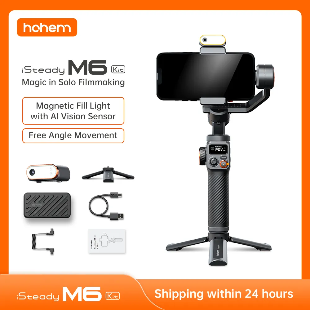 Hohem iSteady M6 Handheld Gimbal Stabilizer Selfie Tripod for Smartphone with AI Magnetic Fill Light Full Color Video Vlogging 1 Hohem iSteady M6 Handheld Gimbal Stabilizer Selfie Tripod for Smartphone with AI Magnetic Fill Light Full Color Video Vlogging 1