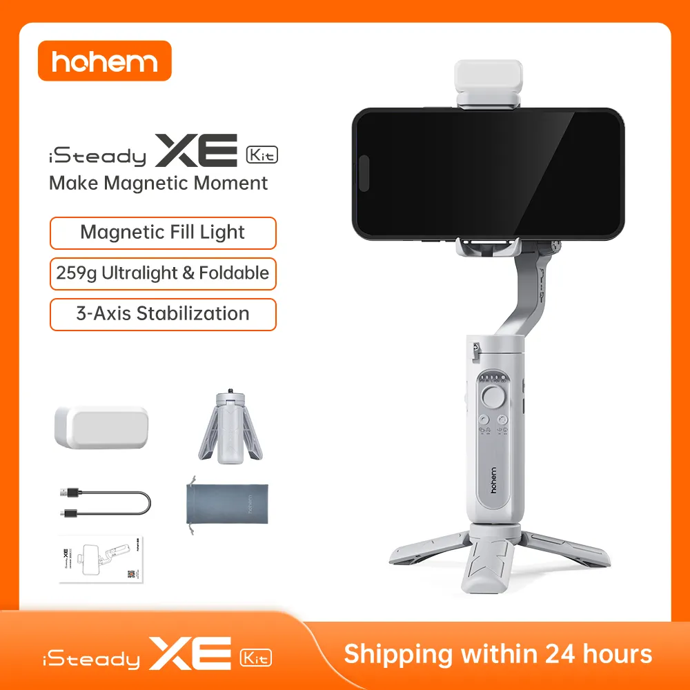 Hohem iSteady XE Kit Smartphone Gimbal 3-Axis Handheld Stabilizer Phone Selfie Stick Tripod with Magnetic Fill Light Video Shoot 1 Hohem iSteady XE Kit Smartphone Gimbal 3-Axis Handheld Stabilizer Phone Selfie Stick Tripod with Magnetic Fill Light Video Shoot 1