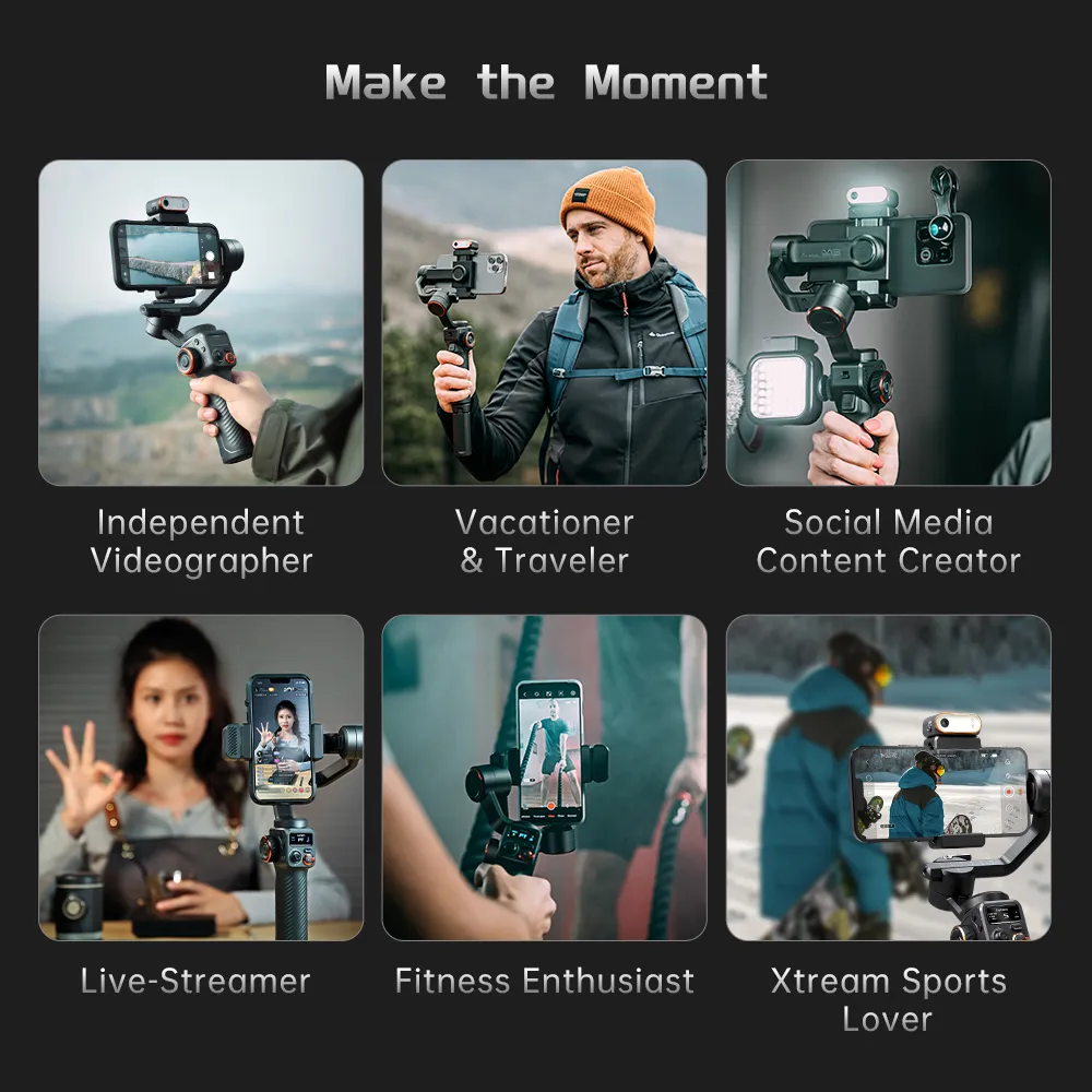 Hohem iSteady M6 Handheld Gimbal Stabilizer Selfie Tripod for Smartphone with AI Magnetic Fill Light Full Color Video Vlogging 3 Hohem iSteady M6 Handheld Gimbal Stabilizer Selfie Tripod for Smartphone with AI Magnetic Fill Light Full Color Video Vlogging 3